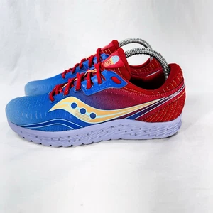 Saucony Kinvara 11 Boston Mens Size 7 Blue Red Athletic Running Shoes Sneakers - Picture 1 of 7