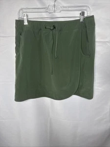 Patagonia womens L Fleetwith pull-on skort skirt shorts pockets olive green Wrap - Picture 1 of 9