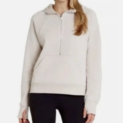 Sudadera con Capucha Danskin Media Cremallera Bolsillo Crema Acogedor Recorto Para Mujer’s Grande Foto 1 de 4