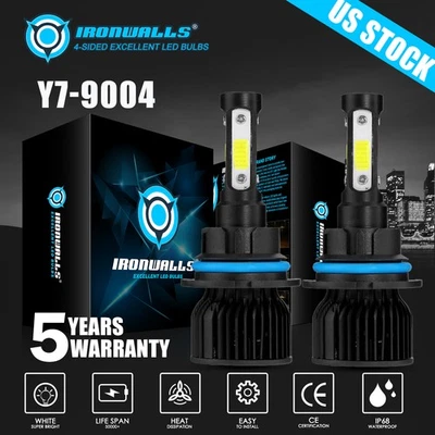 2x 9004 HB1 10000W 1000000LM LED Headlight Hi-Lo Beam Bulbs Replace XENON HID - Image 1 of 4