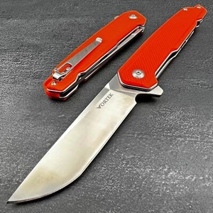VORTEK NEPTUNE D2 Blade Fast Ball Bearing Flipper Folding Pocket Knife Orange - Picture 1 of 9