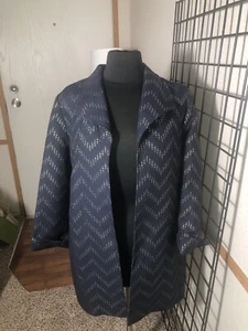 CHICO's Collection women size 0 Navy and Metallic Gold Open Front Evening Jacket - Picture 1 of 7
