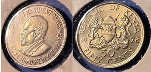 Kenya 1978 50 Cents Pres. Kenyatta KM-13 Copper-nickel BUNC #13bx - US Seller - Picture 1 of 2