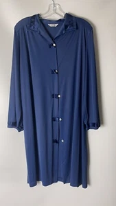 Vintage Henson Kickernick Blue Nylon Nightgown Housedress with Pocket - Picture 1 of 6