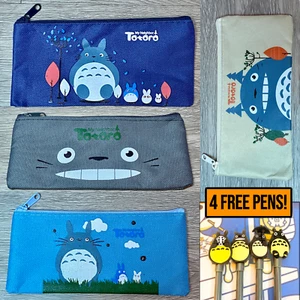 My Neighbor Totoro Pencil Pen Case SET OF 4 Plus FREE INK PENS Makeup Bag School - Picture 1 of 11