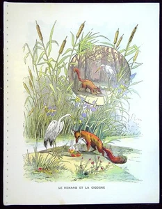 Gravure des fables de Jean de La Fontaine, Le renard et la cigogne - Imagen 1 de 1