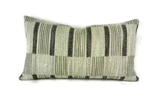 Rogers & Goffigon FURROW in Fallow Lumbar Pillow Cover - 11" x 20" Gray Textured - Picture 1 of 5