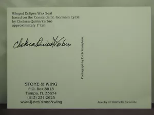 signed by author Chelsea Quinn Yarbro,promotional postcard for St. Germain Cycle - Picture 1 of 2
