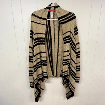 Sunny Leigh женщина шаль свитер размер 1 X открытый передний коричневый в полоску - Изображение 1 из 4