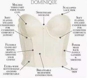 Dominique Noemi Bustiers Low Back Bridal Corset Bra 42C #6377 - Picture 1 of 4