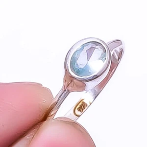 Aquamarine Gemstone 925 Sterling Silver Solitaire Ring s.9.5 R7966-9 A326 - Picture 1 of 1