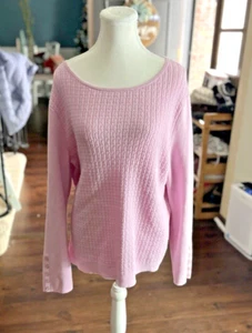 Talbots Gr. XL rosa Zopfmuster Pullover Langarm Knöpfe Preppy Acadamia - Bild 1 von 8