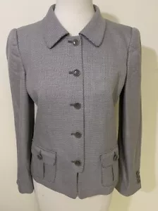 Vtg ARMANI COLLEZIONI Grey Wool/Silk Button Up Military Fitted Jacket Women’s 6 - Picture 1 of 15