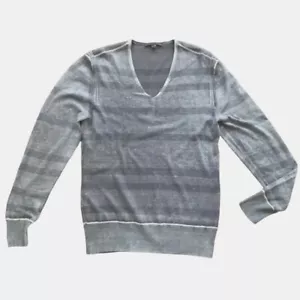 NWT JOHN VARVATOS Artisan Silk and Cashmere V-Neck Sweater XL Lightweight Stripe - Picture 1 of 6