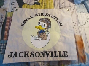 WWII US NAVY NAVAL AIR STATION JACKSONVILLE DONALD DUCK READY ROOM WALL FLAG - Picture 1 of 2