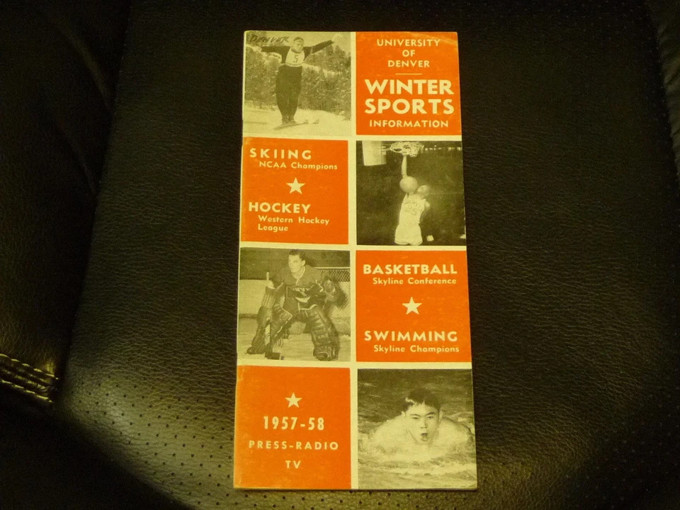 1957 1958 DENVER COLLEGE HOCKEY BASKETBALL SWIMMING SKIING MEDIA GUIDE  EX - Image 1 of 1