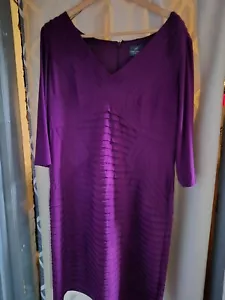 Adrianna Papell Dress Womens Size 16 W Purple Tiered Bandage - Picture 1 of 3