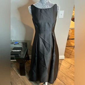ADRIANNA PAPELL High Low Mikado Elegant Formal Maxi Gown Black Size 4 Fairy Goth - Picture 1 of 9