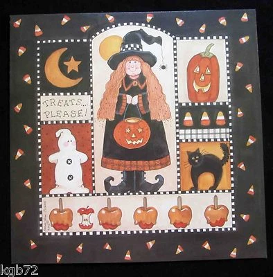 Leanin Tree Halloween Greeting Card Witch Broom Pumpkin Cat Multi Color HW18 - Image 1 of 2