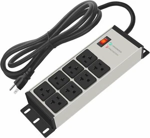Striscia di Alimentazione Resistente Protezione da Sovratensioni 20 AMP 8 Prese Calibro 12 Negozio Industriale - Foto 1 di 7
