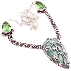 Amazonit Edelstein Versilbert Handmade Schmuck Halskette Geschenk 22 G N-1044 - Bild 1 von 3