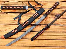 Hand Forged Damascus Steel Blade 34" Long Full-Tang Combat Sword with Scabbard.