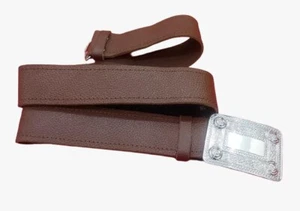 Brown Leather Scottish Kilt Belt | Highland Wear Chrome Buckle Mild Grain - Picture 1 of 46