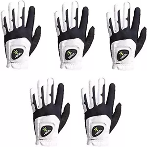 HIRZL Men Golf Gloves - Grippp Fit, Premium Leather, White/Black - Pack of 5 - Picture 1 of 15