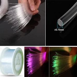 50MetersX0.75mm/1.0mm PMMA Plastic Fiber Optic Cable End Grow Led Light Clear - Picture 1 of 5