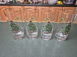 Vintage Spode Christmas Tree Glassware Set of Four Highball / Ice Tea Glasses - Picture 1 of 3