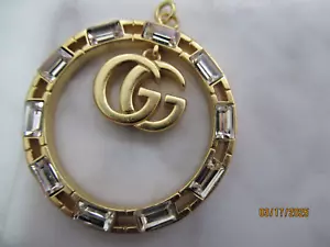 GUCCI ZIPPER PULL CHARM soft GOLD tone metal ,CRYSTALS, size around 1 1/2 INCH - Picture 1 of 5