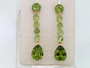 Paar Peridot Ohrhänger 585 Gelbgold 14Kt Gold 12 natürliche Peridots - Bild 1 von 5