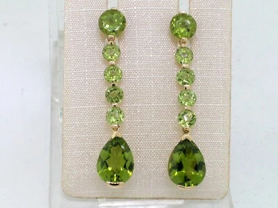 Paar Peridot Ohrhänger 585 Gelbgold 14Kt Gold 12 natürliche Peridots - Bild 1 von 4