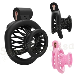 Resin Male Chastity Device Inverted Cage for Men Locking Belt with 4 Rings NEW - Picture 1 of 10
