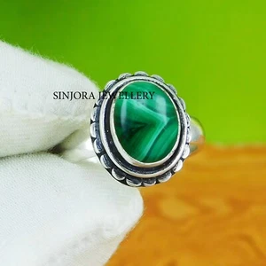 Malachite Gemstone 925 sterling silver handmade Gift Ring US size 5 to 13 - Picture 1 of 4