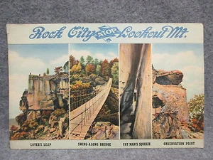 Giant Genuine Curteich Chicago Postcard Rock City Lookout Mountain Unposted - Picture 1 of 7
