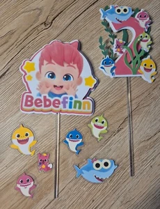 Baby Shark, with number and characters Cake Topper Birthday Boy Girl - Picture 1 of 2