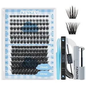 Kit de extensión de pestañas 168 piezas hágalo usted mismo racimos de pestañas con aplicador removedor de sello de unión - Imagen 1 de 8