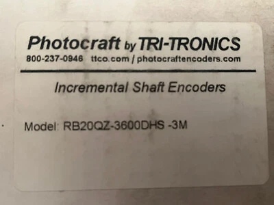 photocraft by Tri-Tronics Incremental Shaft Encoder Model:RB20QZ-3600DHS-3M - Image 1 of 4