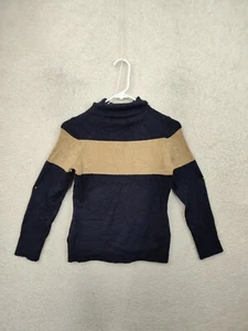 French Connection Girls Sweater Medium Blue Striped Acrylic Blend Pullover Fit - Picture 1 of 18