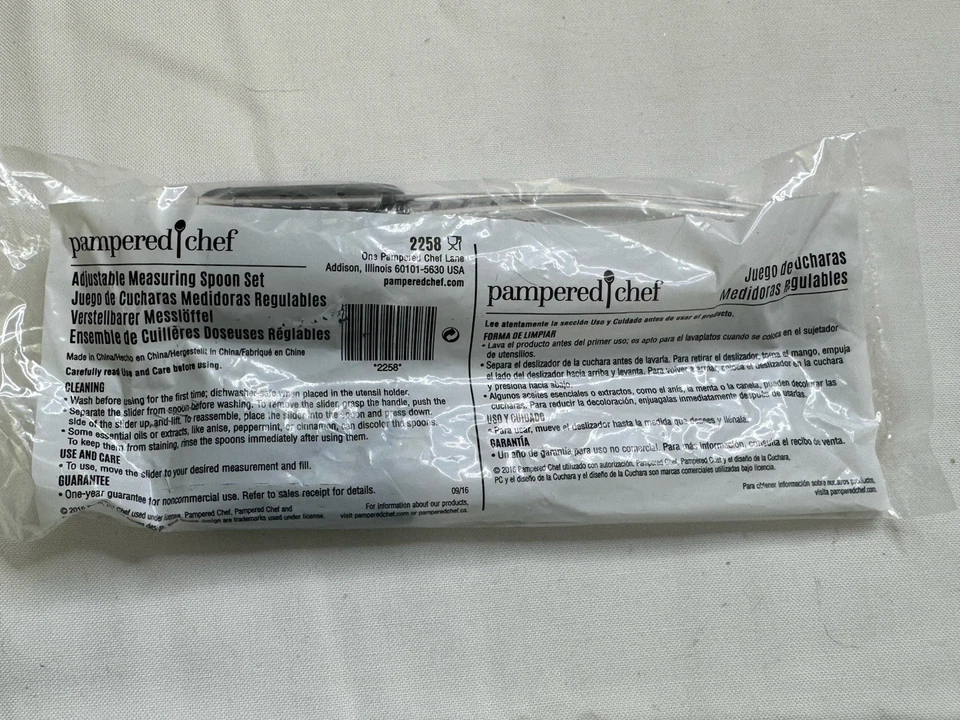 PAMPERED CHEF Adjustable Measuring Spoon Set of 2 #2258 Sliding Spoons New - Image 1 of 3