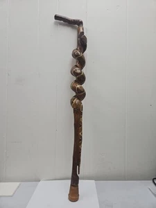 Wooden walking stick hand carved Snake handmade wooden walking cane 34 in - Picture 1 of 13