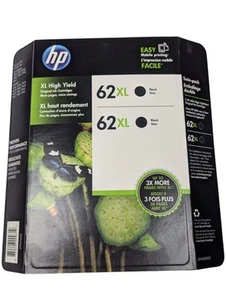 HP 62XL Black Ink Cartridges Two Pack NEW Genuine Sealed Exp Febuary 2018 - Picture 1 of 5