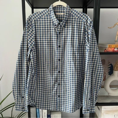 Camisa Burberry Brit para hombre azul marino amarillo a cuadros de algodón manga larga con botones Foto 1 de 4