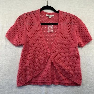 LizClaiborne Bolero Sweater Women S Pink Cottagecore Fairy Crochet Look NWOT Y2K - Image 1 of 4