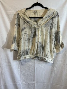 Myth Women’s Floral Blouse Cream Medium Y2K Style (041) - Picture 1 of 3