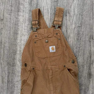 Carhartt Overalls Youth 6 Brown Canvas Duck bib Carpenter Workwear Pockets - Picture 1 of 4