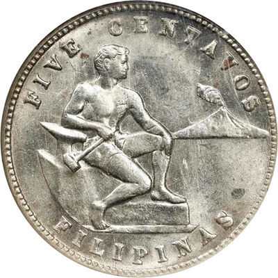 1944 S Phillippines 5 Centavos, Inverted Mintmark Variety, NGC MS 61, KM-180a - Image 1 of 4