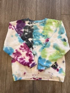 Youth Kids Tie Dye Sweatshirt Pullover Size Medium (10-12) Handmade Dyed By Hand - Picture 1 of 10