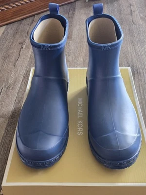 Botas de lluvia para mujer MICHAEL KORS River Blue Mac punta redonda talla 11 Foto 1 de 4